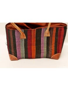 Raffia Bast Raphia Korb Harlekin vertikal Farbmix 32 cm