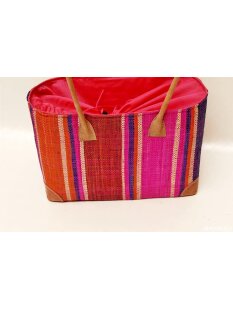 Raffia Bast Raphia Korb Harlekin vertikal Farbmix 32 cm