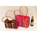 Raffia Bast Raphia Korb Harlekin vertikal Farbmix 32 cm