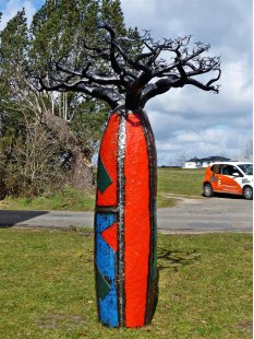 Ölfass Blech Deko Baobab 250 cm Flaschenform