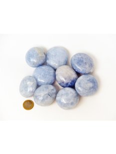 1 kg Handst&uuml;cken Handschmeichler Trommelstein Madagaskar Calcit blau poliert Heilstein Edelstein getrommelt Steinheilkunde