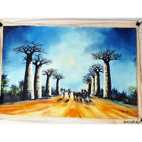 Ölgemälde Nr.11 von Eric 90 x 60 cm Baobab Allee im Mondschein