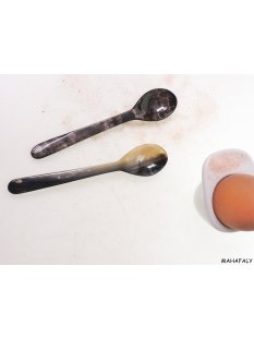 Horn Eierlöffel gerade leicht gemasert 1 Stück 1A Qualität = 13 cm Laffe 27 x 40 mm