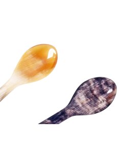 Horn Eierlöffel gerade lebhaft gemasert 2 Stück 1A Qualität = 13 cm Laffe 27 x 40 mm