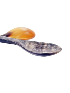 Horn Eierlöffel gerade lebhaft gemasert 2 Stück 1A Qualität = 13 cm Laffe 27 x 40 mm