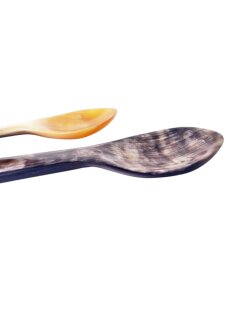 Horn Eierlöffel gerade lebhaft gemasert 2 Stück 1A Qualität = 13 cm Laffe 27 x 40 mm