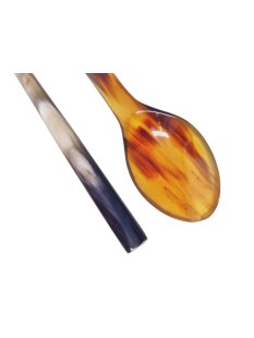 Horn Eierlöffel gerade lebhaft gemasert 2 Stück 1A Qualität = 13 cm Laffe 27 x 40 mm