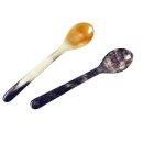 Horn Eierlöffel gerade lebhaft gemasert 2 Stück 1A Qualität = 13 cm Laffe 27 x 40 mm