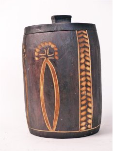 Boite ´de Mahafaly Vorratsdosen aus Weichholz mit naiver Brandmalerei 15 cm = Code C
