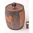 Boite ´de Mahafaly Vorratsdosen aus Weichholz mit naiver Brandmalerei 16 cm = Code D