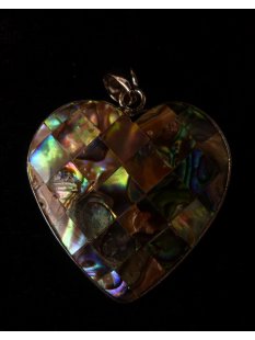 Perlmutt Anhänger echt Abalone beidseitig Herz 4,5 x 4 cm = Code C