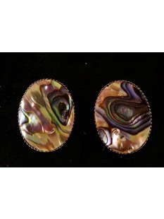 1 Paar Ohrclips Perlmutt Abalone Metallfassung oval 3  cm = Code D