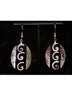 1 Paar Ohrhänger Perlmutt echte Abalone/Shell oval 5...