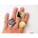 1 x Fingerringe verstellbar stark reduziert echte Hornplatte poliert Farb- und Designmix rund