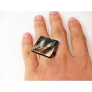 1 x Fingerringe verstellbar stark reduziert echte Hornplatte poliert Farb- und Designmix rund