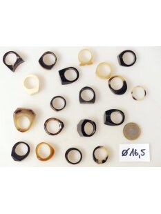 1 x Fingerringe stark reduziert echt Horn Farb- und Designmix kleine Formen 16,5