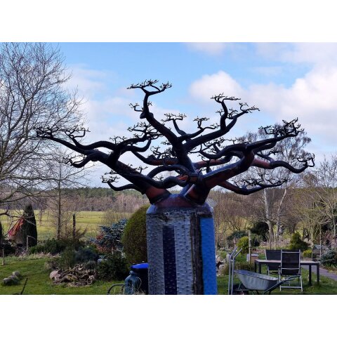 Deko Baobab Baum aus alten Ölfässern 160 cm wetterfest