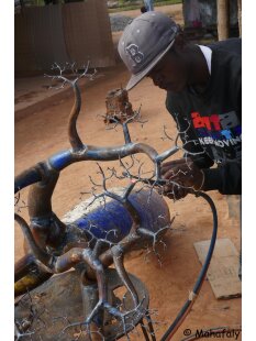 Deko Baobab Baum aus alten Ölfässern 160 cm wetterfest