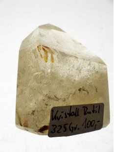 BK104 Bergkristall mit Includien Rutil Quarz Madagaskar Naturform poliert 8 cm 325 g