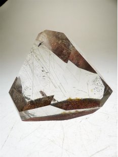 BK112 Bergkristall Ladolit mit Includien Einschl&uuml;ssen Madagaskar Naturform poliert 10 cm 550 g
