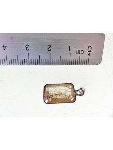 Anhänger 17 Rutilquarz Kristall Titanrutil mit 925 Silberfassung 15 x 10 mm Madagaskar
