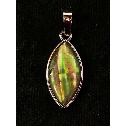 Perlmutt Anhänger echt Abalone oval Metallfassung 2 x 1 cm = Code D