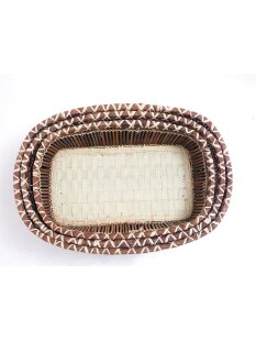 Rattan Korbset AMUN oval / eckig Set 3 Stück L: 32/30/27 cm Preiscode weiß
