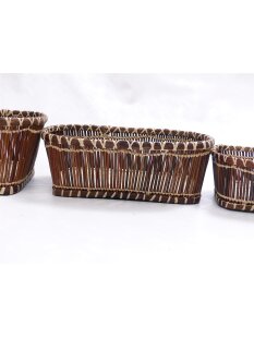 Rattan Korbset AMUN oval / eckig Set 3 Stück L: 32/30/27 cm Preiscode weiß