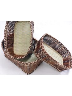 Rattan Korbset AMUN oval / eckig Set 3 Stück L: 32/30/27 cm Preiscode weiß