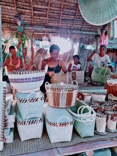 Rattan Korbset AMUN oval / eckig Set 3 Stück L: 32/30/27 cm Preiscode weiß