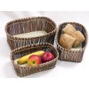 Rattan Korbset AMUN oval / eckig Set 3 Stück L: 32/30/27 cm Preiscode weiß
