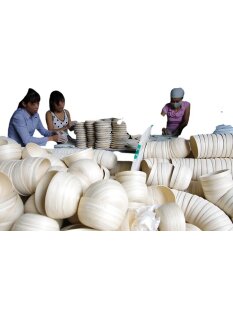 Vietnam Bambus Dose Bonglu  mit Eierschalen belegt H: 25 cm = Code I