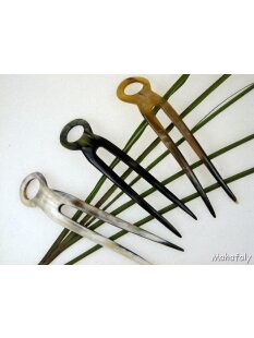 1x Horn Haarnadel. doppelte Zinken 15 cm Lochgriff = Code B