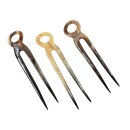 1x Horn Haarnadel. doppelte Zinken 15 cm Lochgriff = Code B
